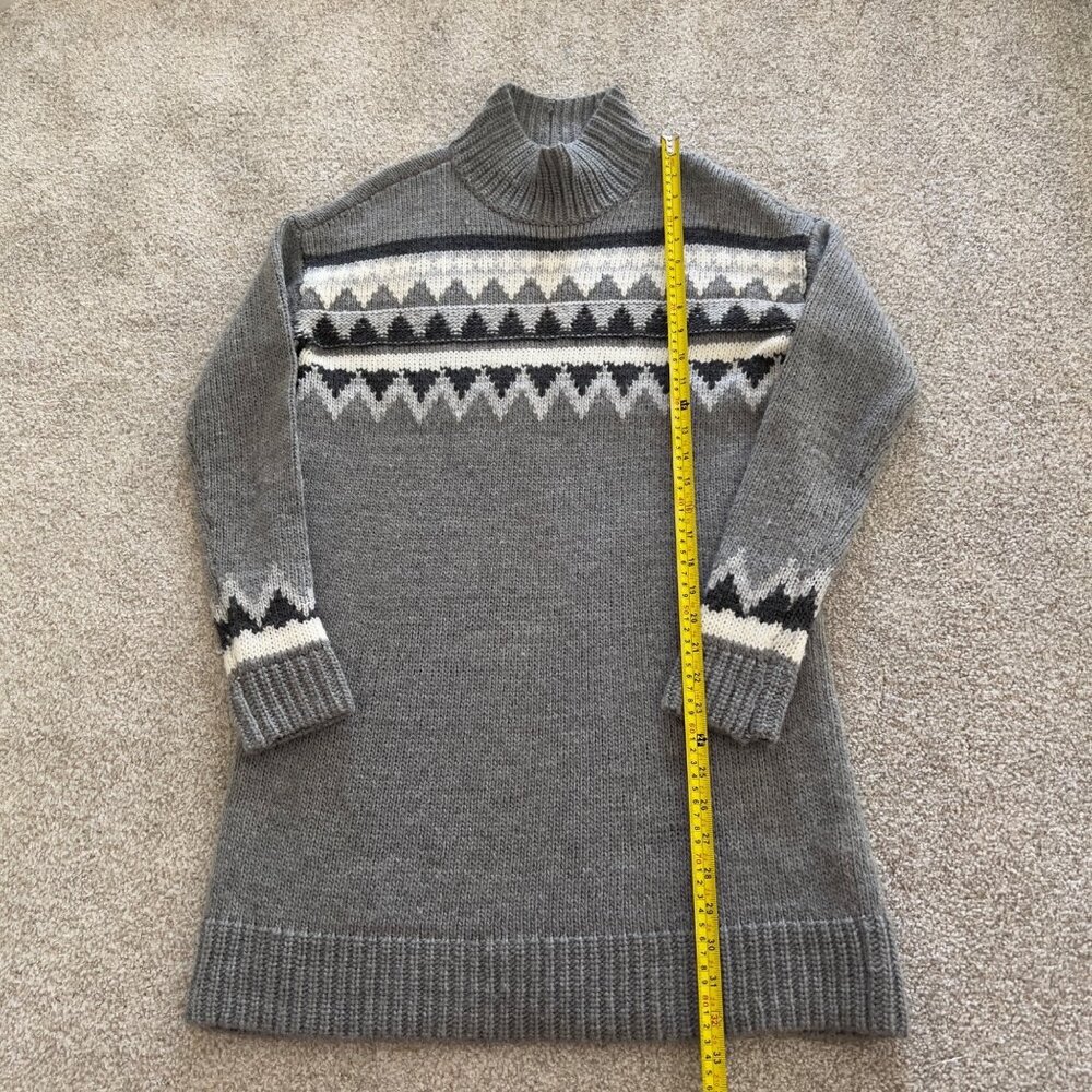 American Eagle Wool Blend Fair Isle Turtleneck Knit Gray Sweater Dress Medium - Picture 8 of 8